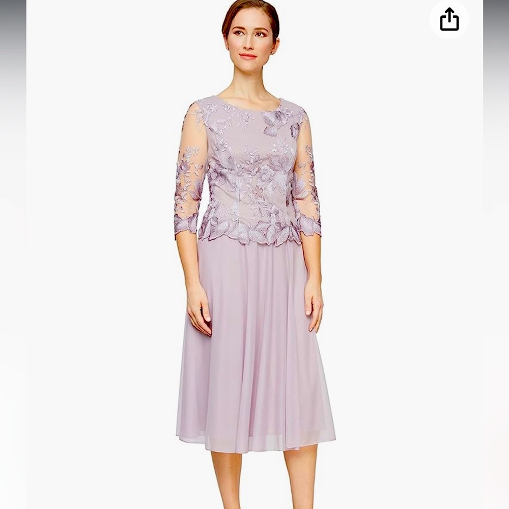 Mother of the bride or groom embroidered tea-length mock dress